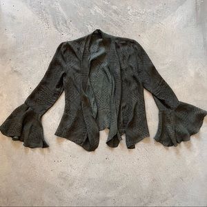 Stone Cold Fox Dark Olive Green Textured Bell Sleeve Jacket